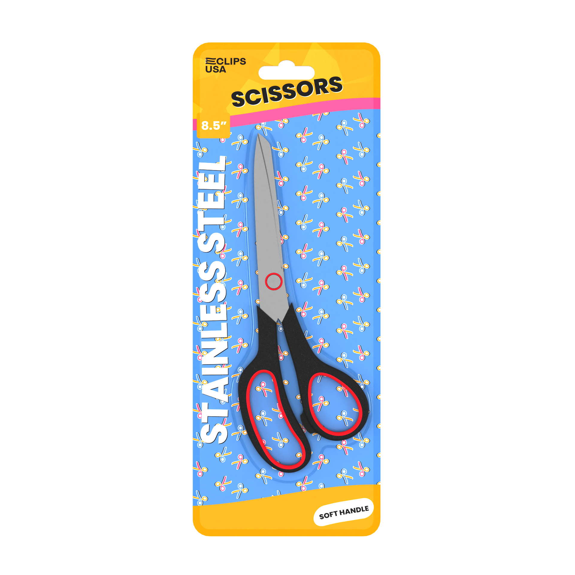 8 Inch Wholesale Scissors - Stainless Steel - Pointed Tip & Soft Handle - Bulk Case of 48