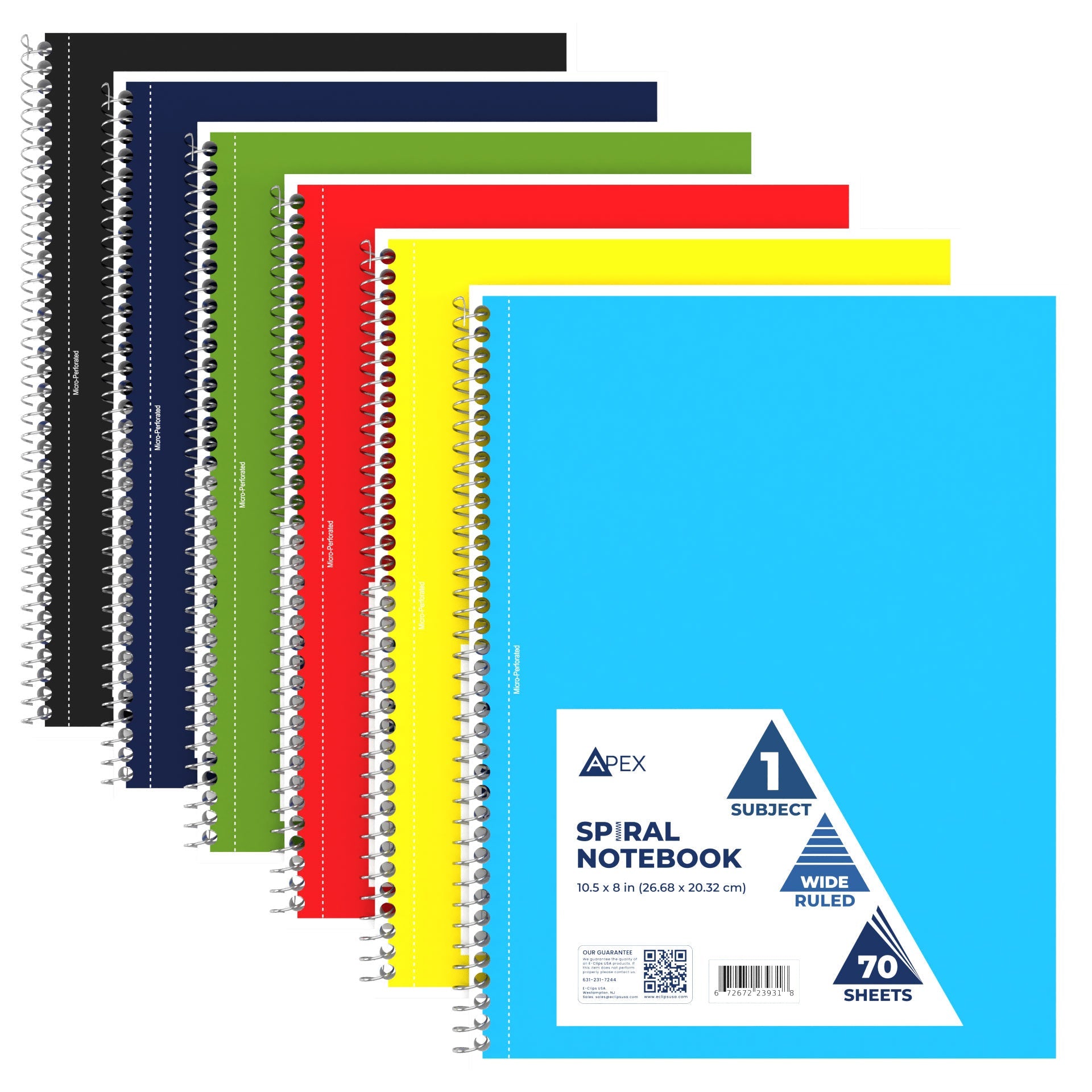 Wholesale Spiral Notebooks - Wide Ruled - 1 Subject - 70 Sheets - Bulk Case of 48 Notebooks
