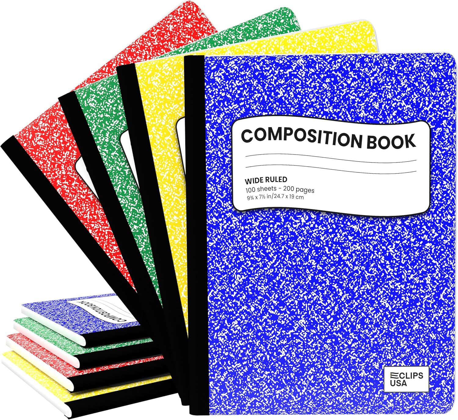 Wholesale Wide Ruled Composition Notebooks - Assorted Colors - Bulk Case of 48 Notebooks