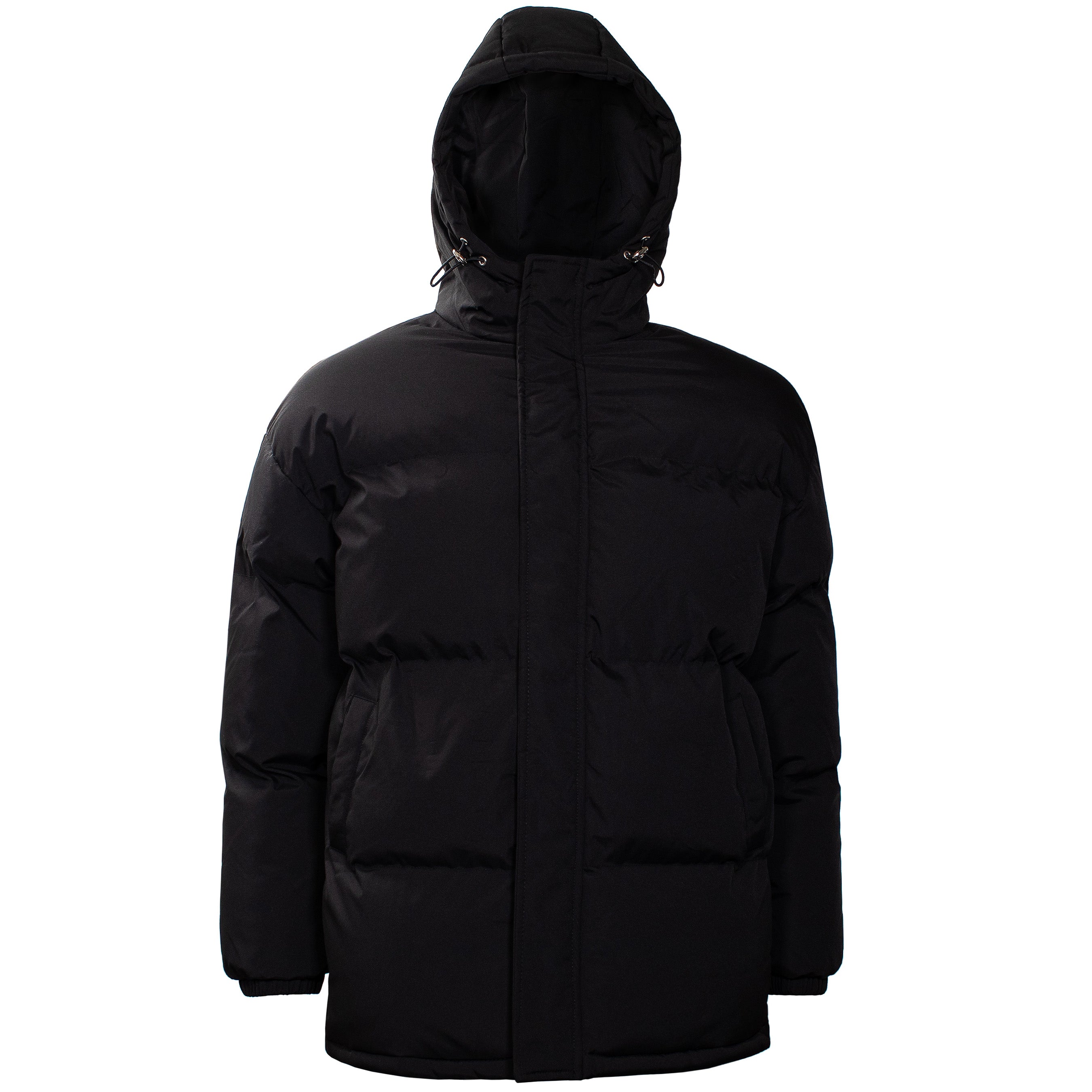 Men's Warm Hooded Winter Wholesale Coats in Black & Assorted Sizes (Large Sizes Only) - Bulk Case of 12 Winter Jackets