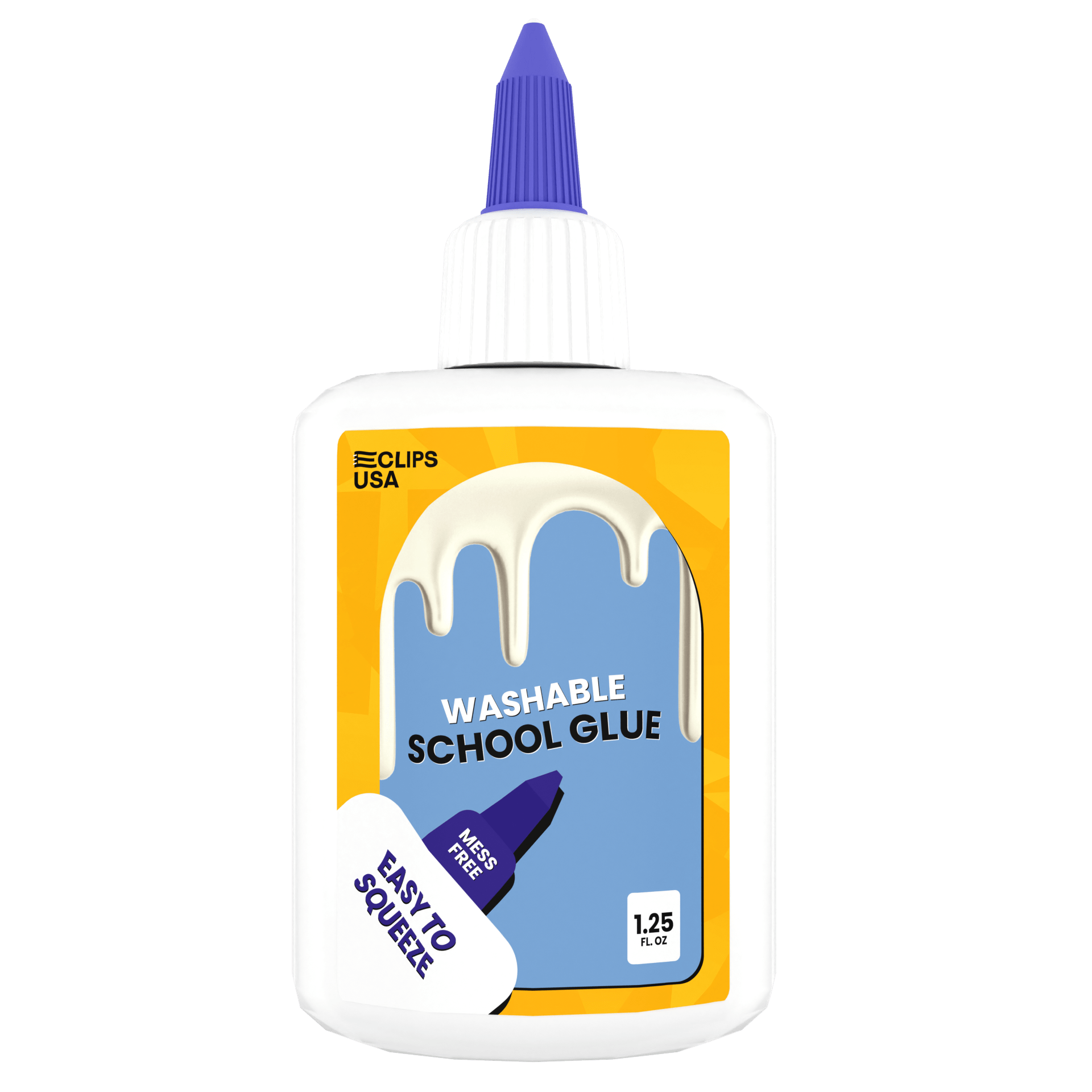 Wholesale Washable School Glue in White - 1.25 Oz Squeeze Bottle - Bulk Case of 72