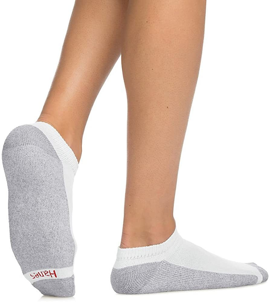 Unisex Low Cut Wholesale Socks, Size 10-13 in White with Grey - Bulk Case of 180 Pairs