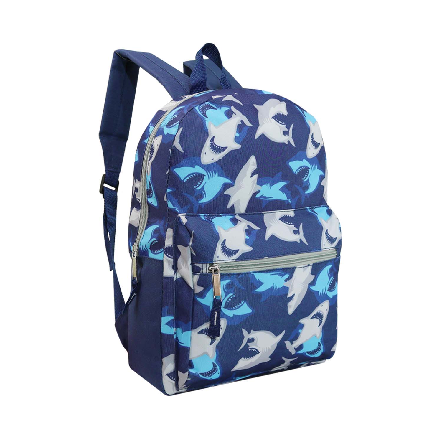 15" Kids Basic Wholesale Backpacks in 4 Assorted Boys Prints - Bulk Case of 24