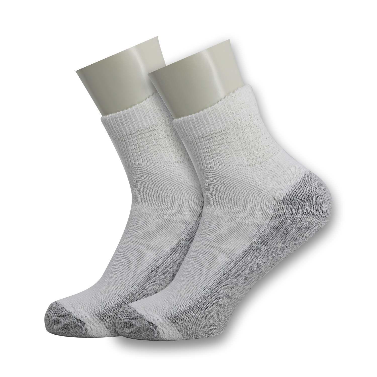 Men's Ankle Wholesale Socks - Size 10-13 In White With Grey - Bulk Case Of 120 Pairs