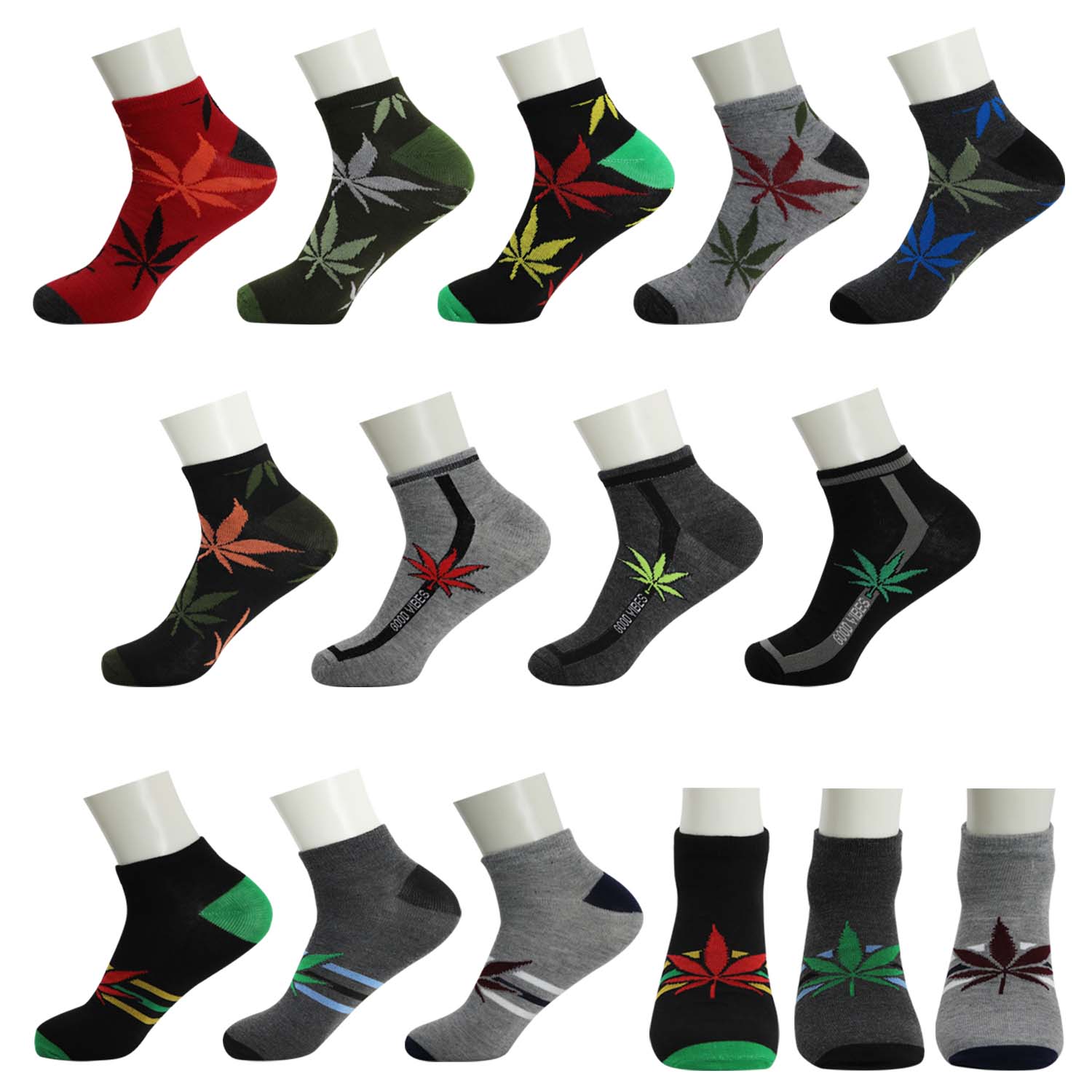 144 Pairs - Wholesale Ankle Bulk Socks - Fits Sizes 10-13- Assorted Colors/Patterns