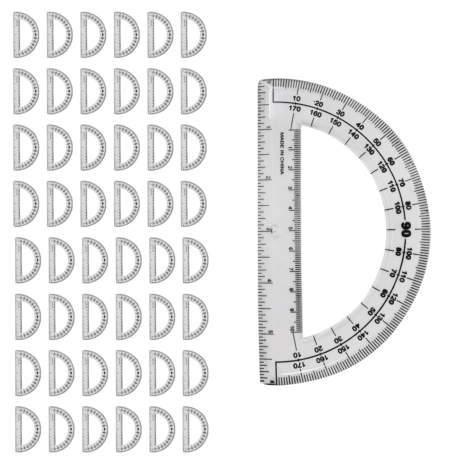 6 Inch Clear Protractors - Bulk School Supplies Wholesale Case of 96 Protractors