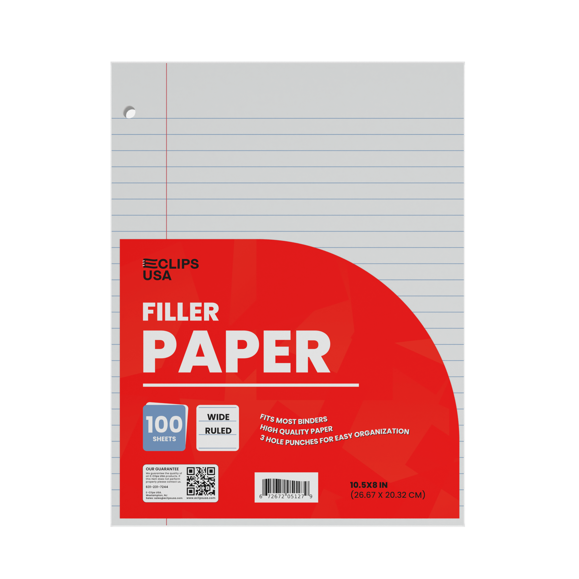 Front facing image of Wide-Ruled Filler Paper.
