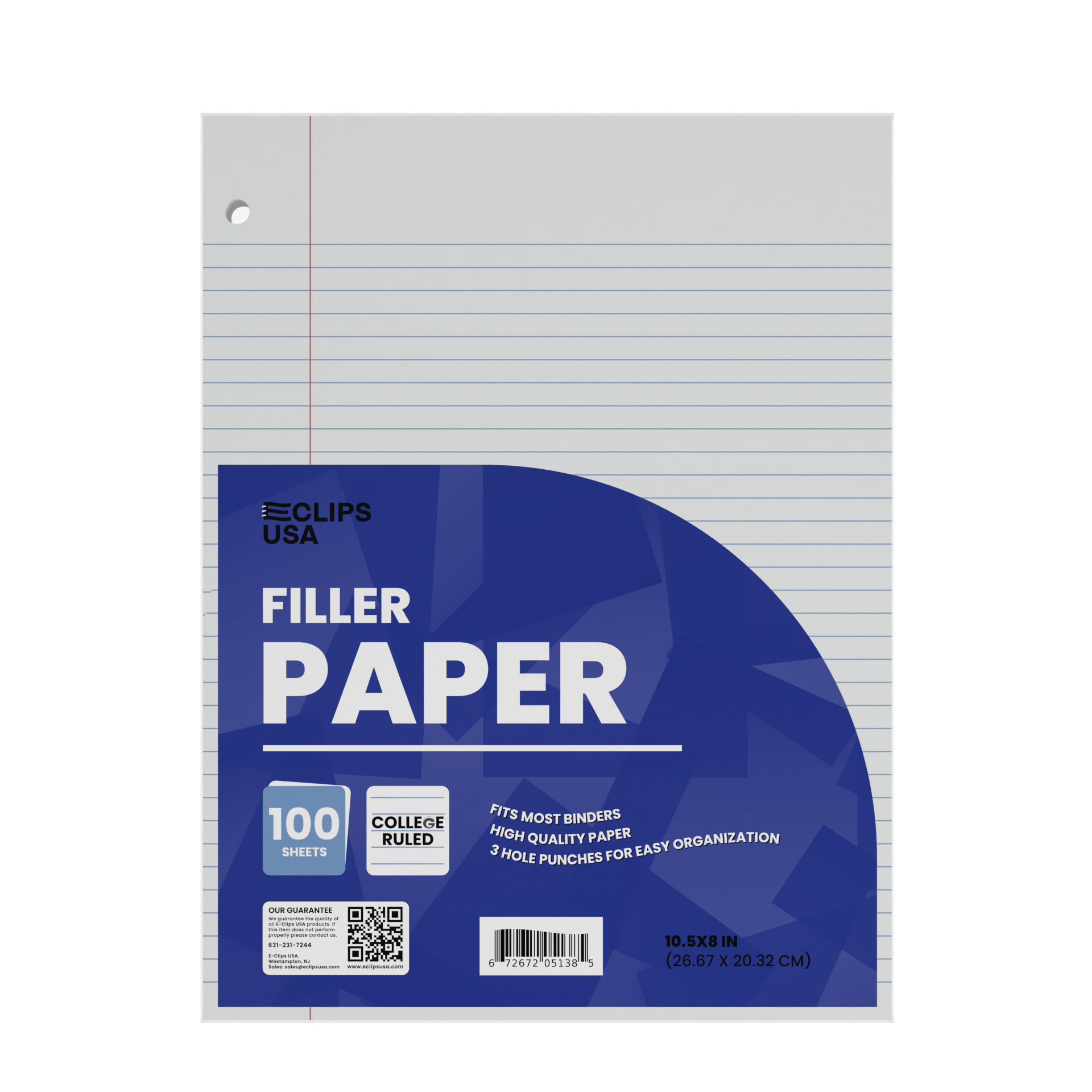 Front facing image of College-Ruled Filler Paper.