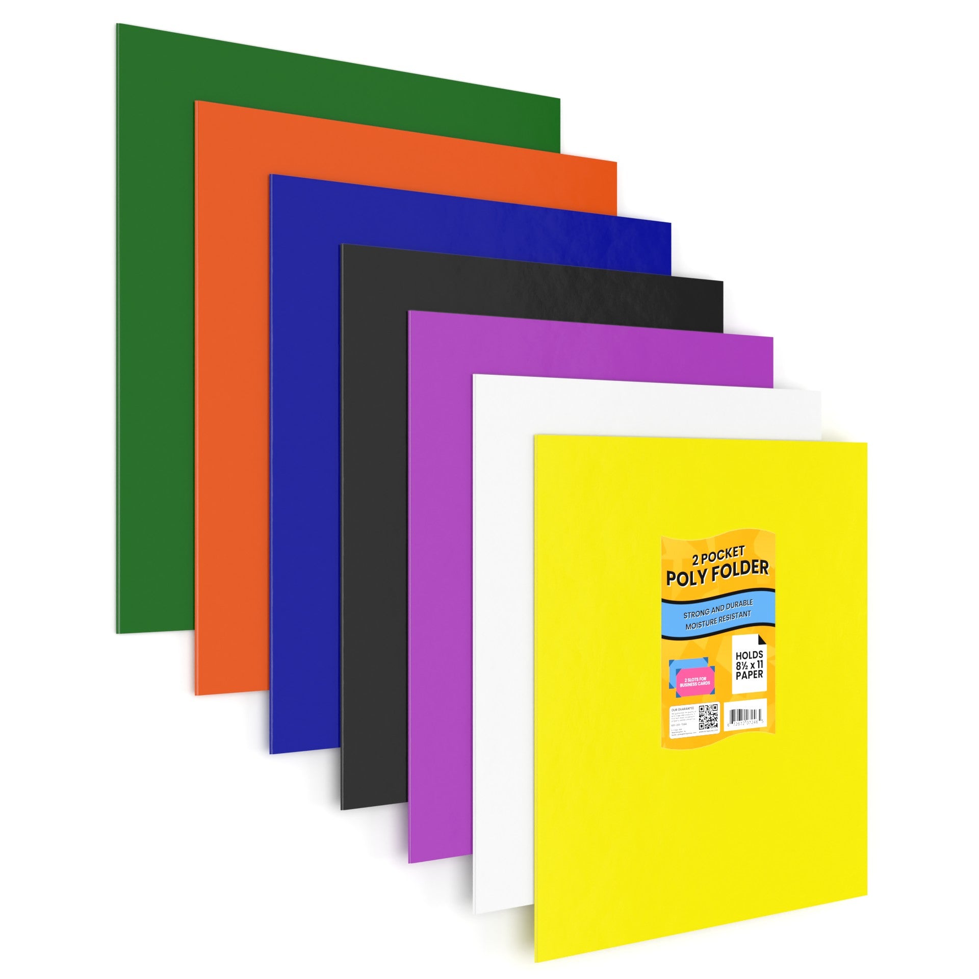 Poly Pocket Folders - 2-pockets With Business Card Slots, Assorted Colors