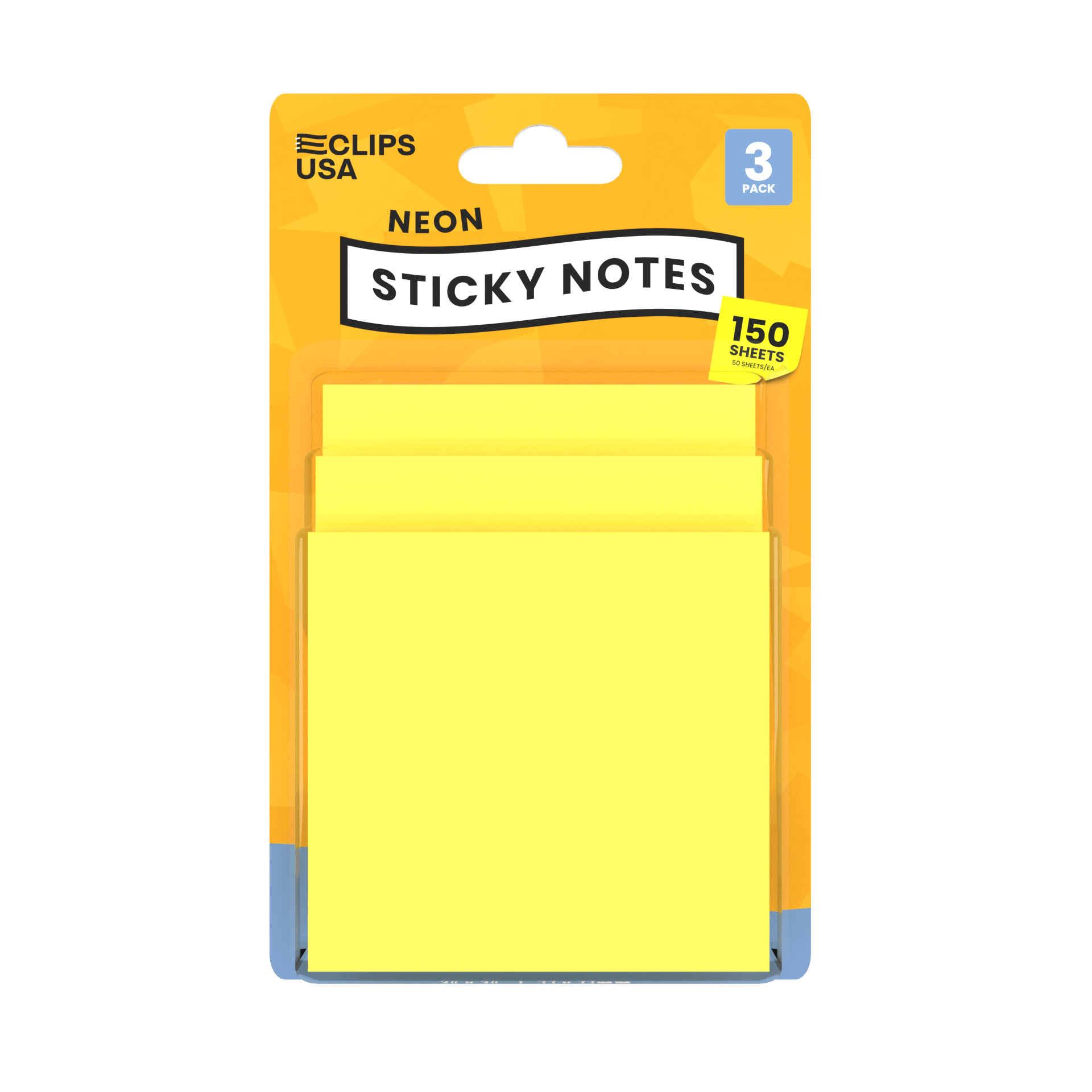 Front facing image of Neon Yellow Sticky Notes.