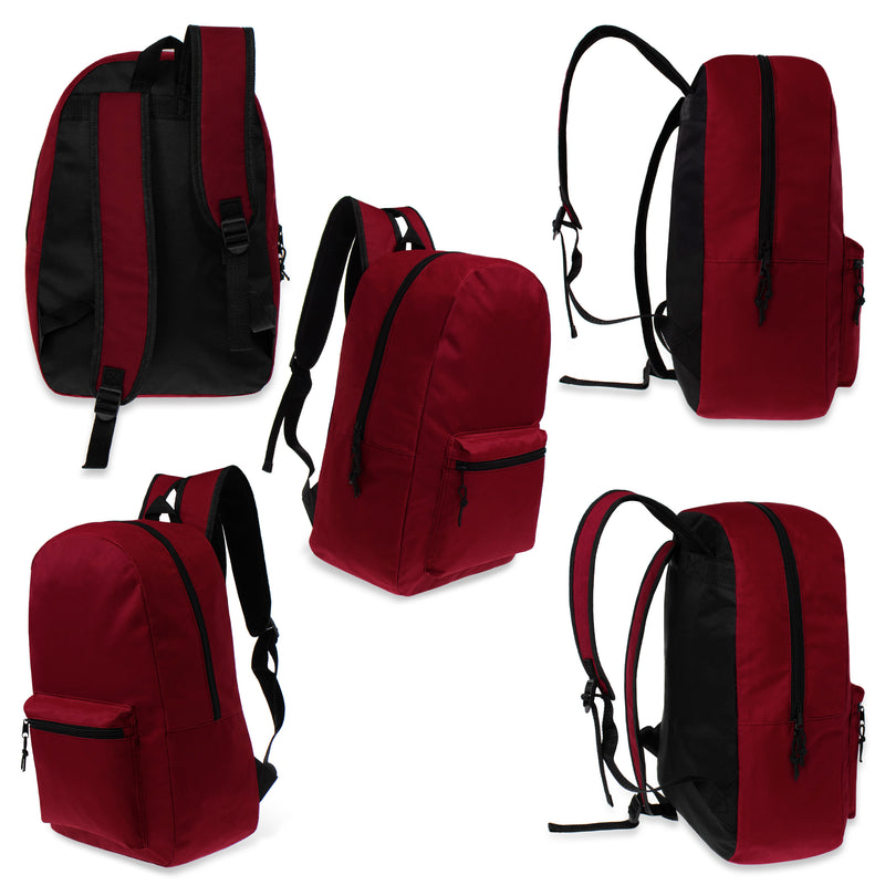 17 Inch Bulk Backpacks in Assorted Colors with 17 Piece School Supply Kits Wholesale - Case of 24 (12 Color Assortment)