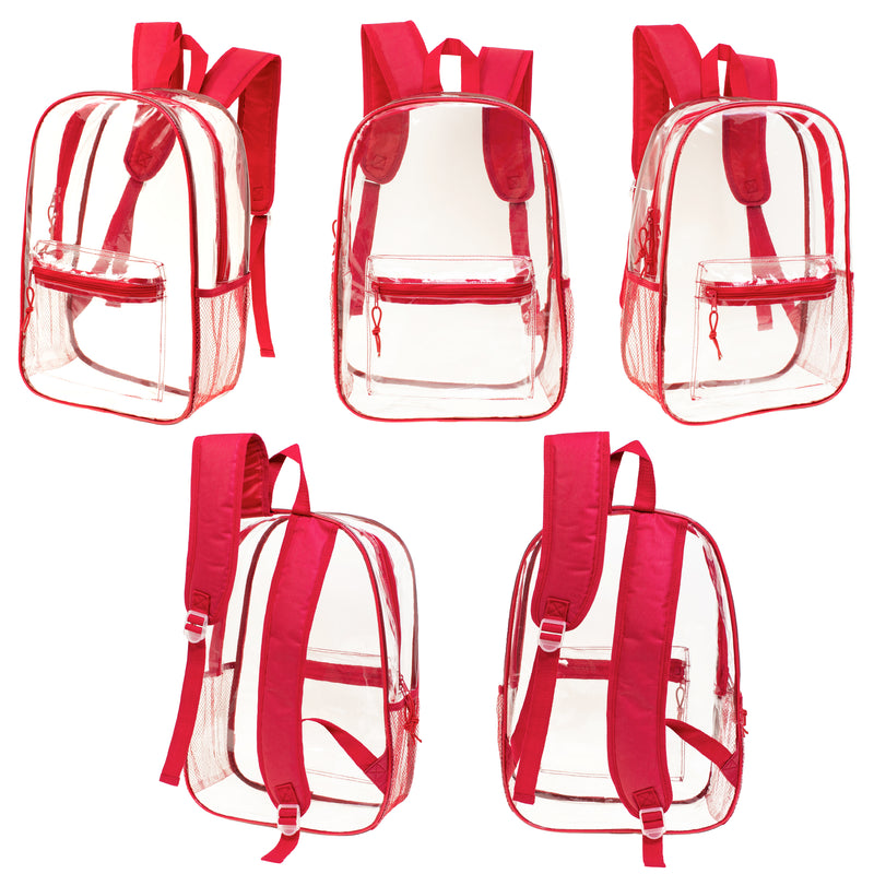 17" Transparent Wholesale Backpack in Assorted Colors - Bulk Case of 24