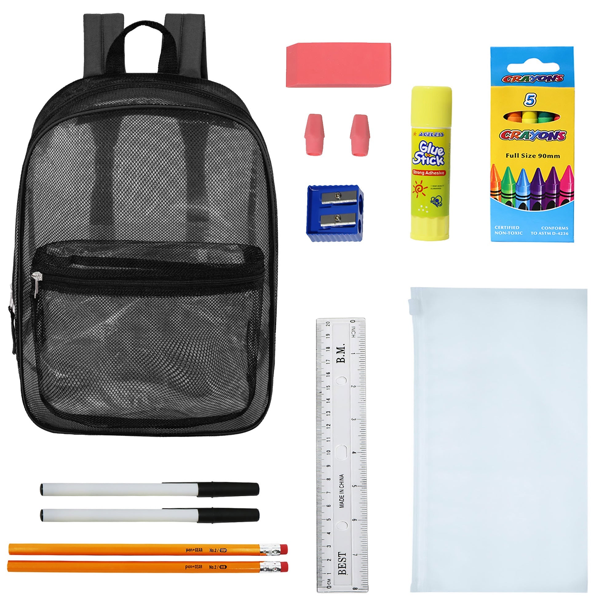 Wholesale 17 Mesh Backpacks In Black Bulk School Supply Kits