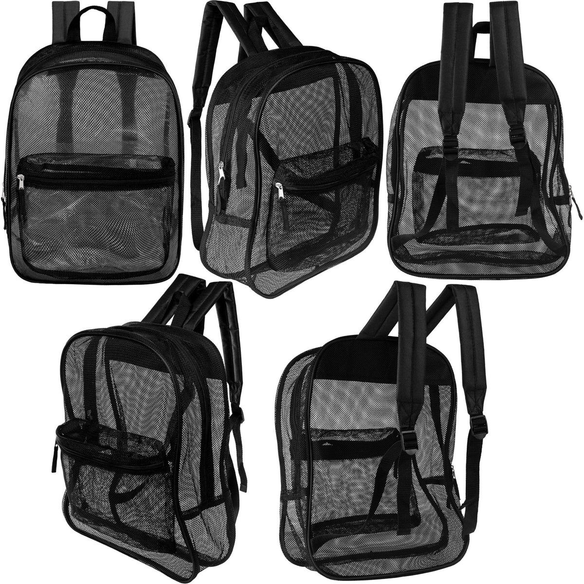 12 Black Mesh 17" Backpacks & Your Choice of 12 Bulk Hygiene Kits - Wholesale Care Package: Homeless, Emergency, Charity