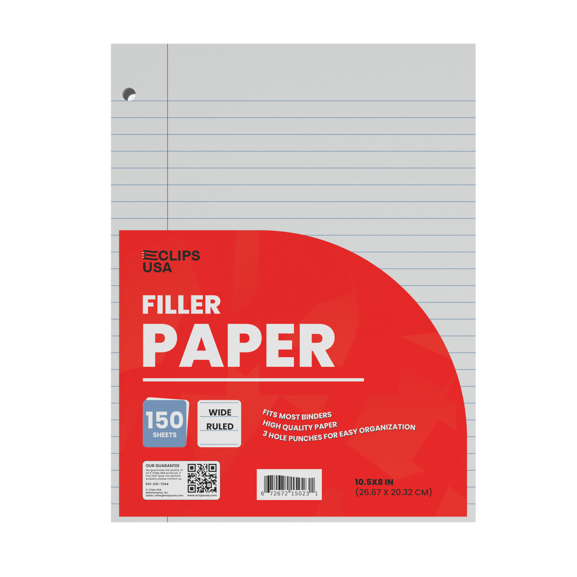 Front facing image of Wide-Ruled Filler Paper.