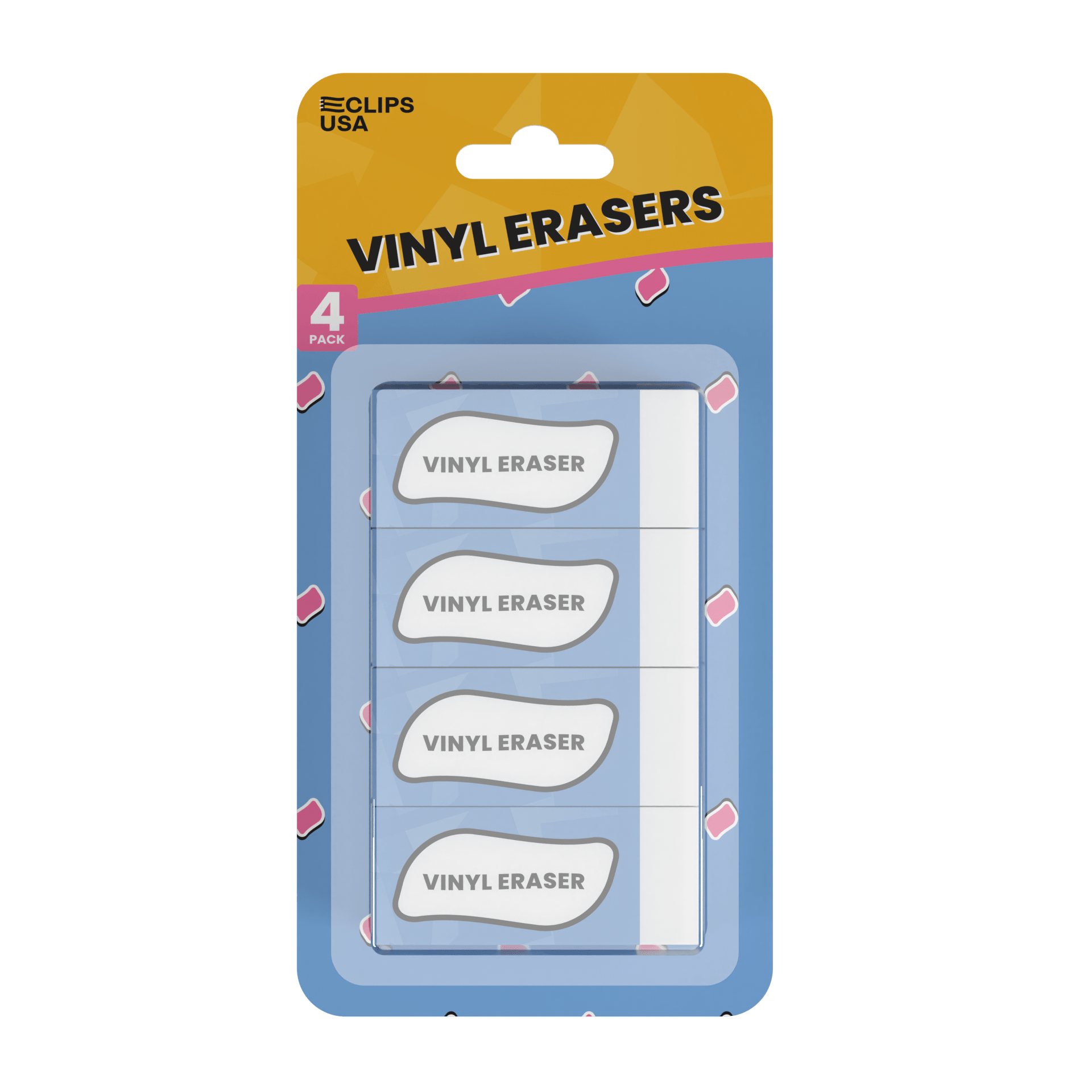 White Vinyl Erasers - Non-toxic, 4 Pack