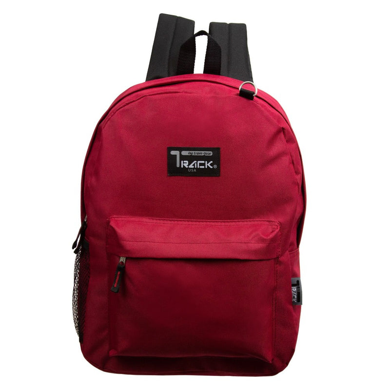 unisex burgundy wholesale 17 inch backpack in bulk