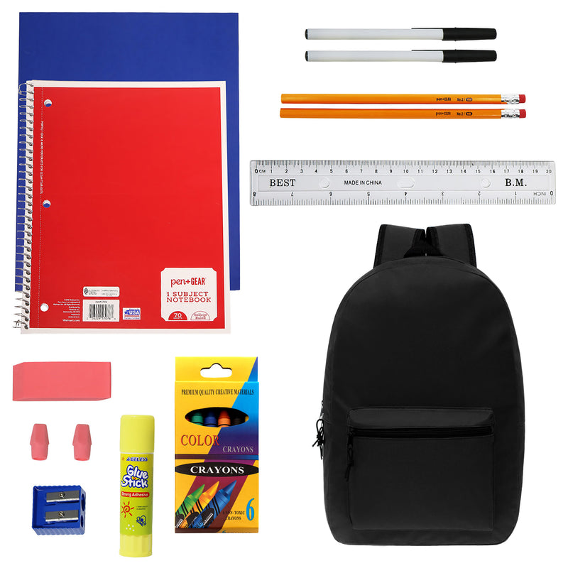 bulk schhool supply kits with 17 inch wholesale backpacks