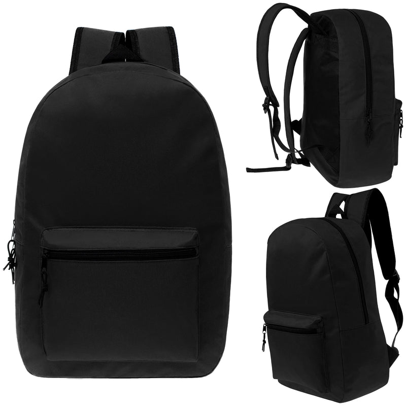 17 inch wholesale backpack in black