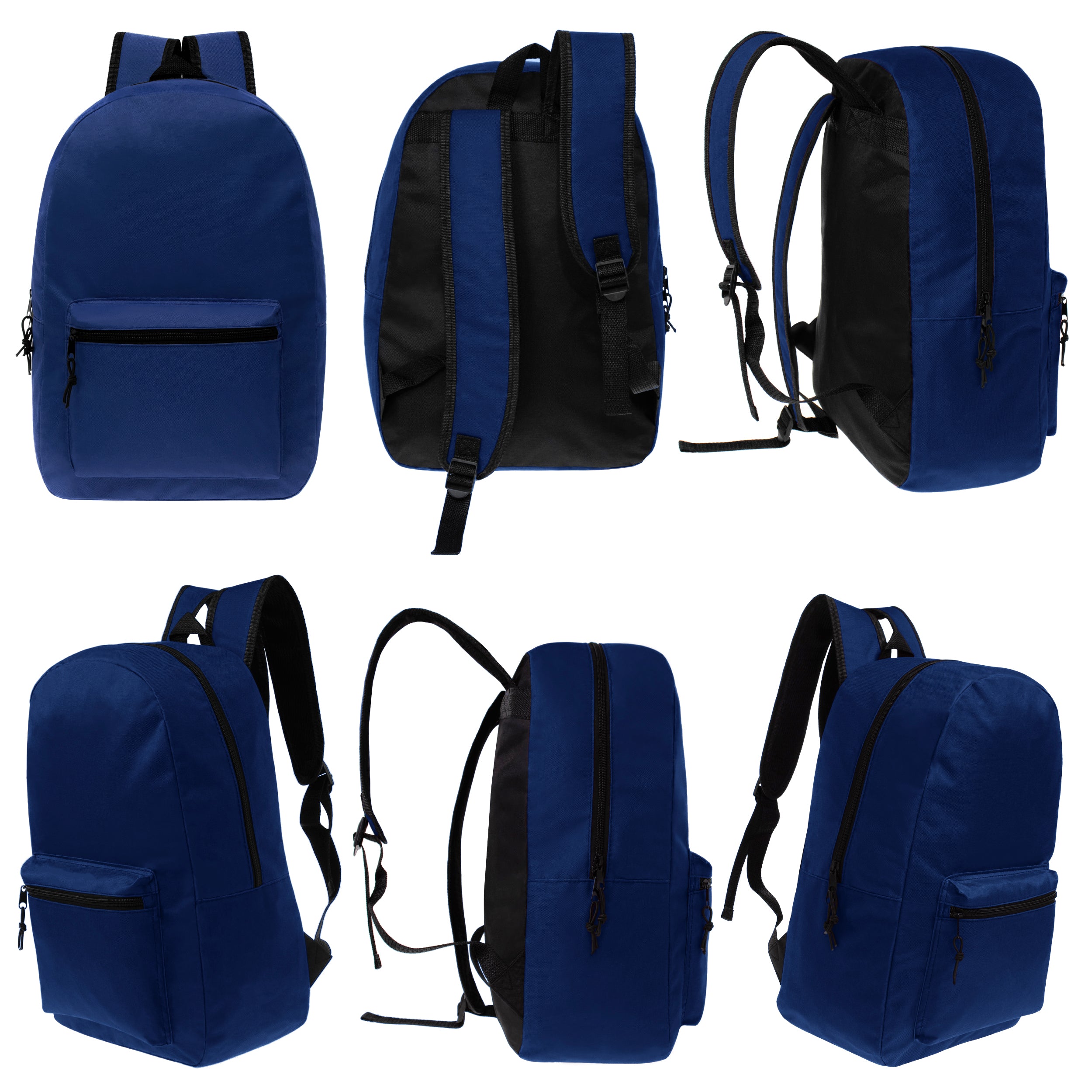 17 Inch navy blue wholesale backpack for back to school