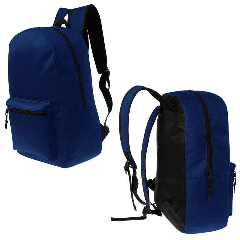 17 Inch navy blue wholesale backpack cheap discount price