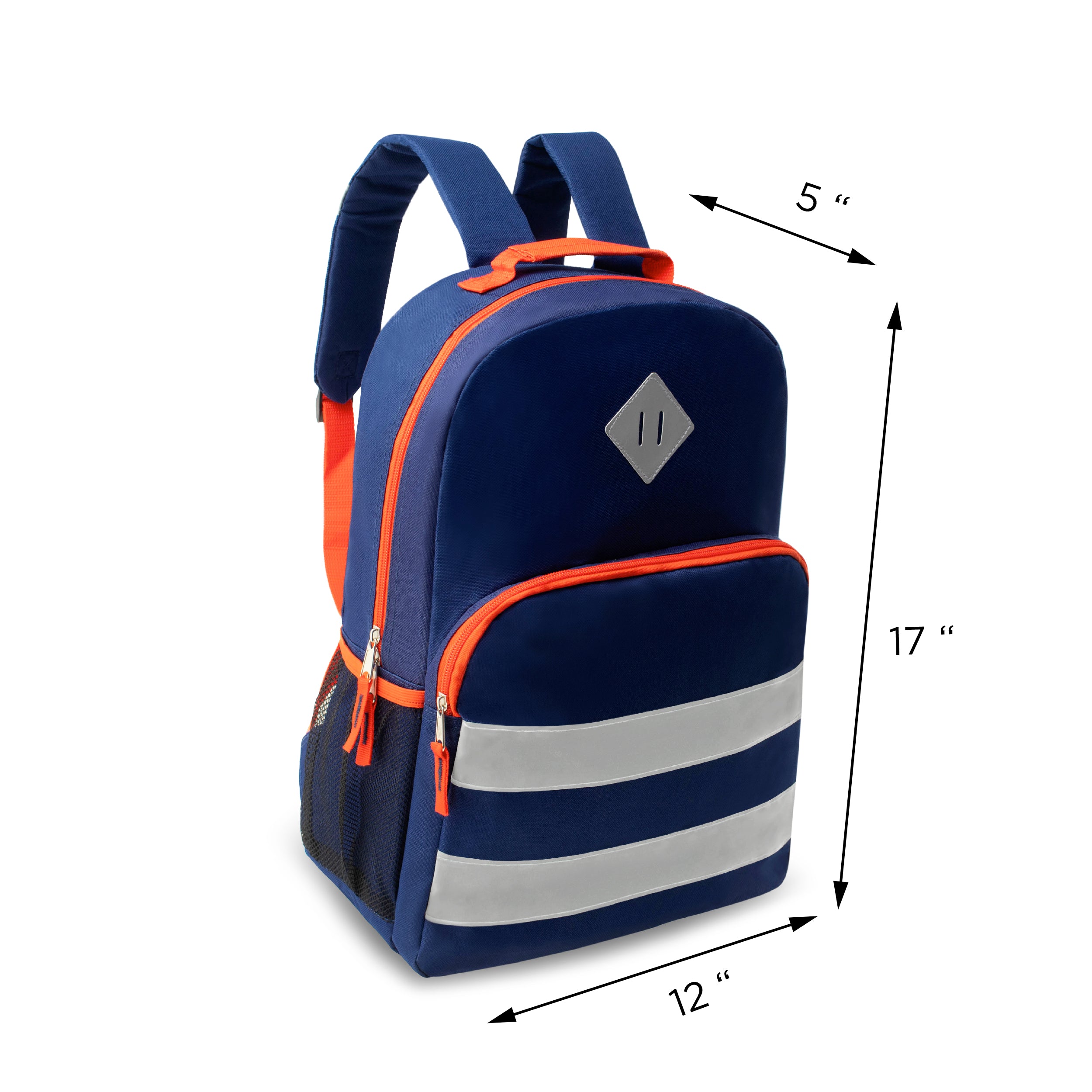 17 Inch Double Reflective Wholesale Backpack in 6 Colors - Bulk Case of 24