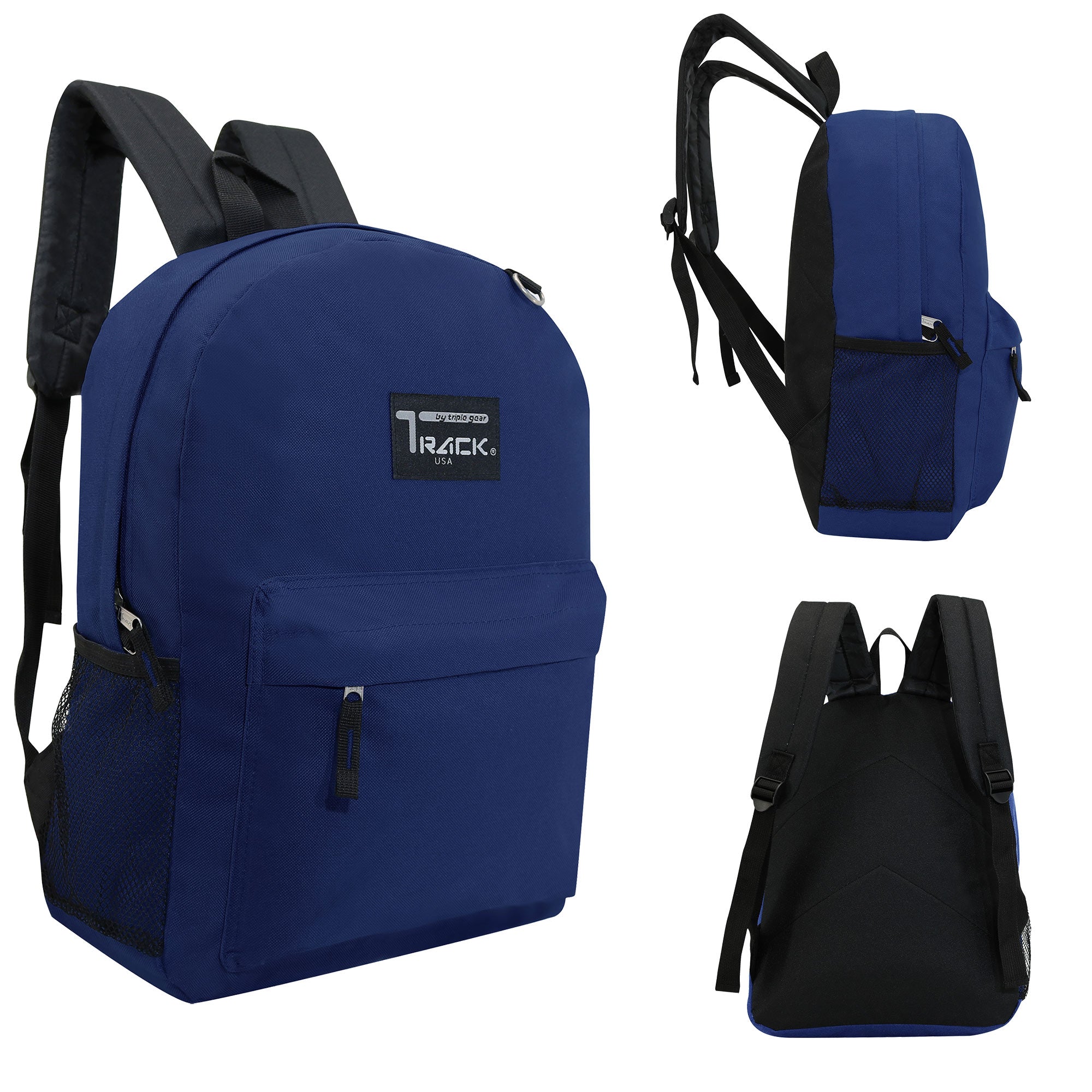 17" Kids Wholesale Backpacks In Navy Blue | Bulk Case of 24 Bookbags