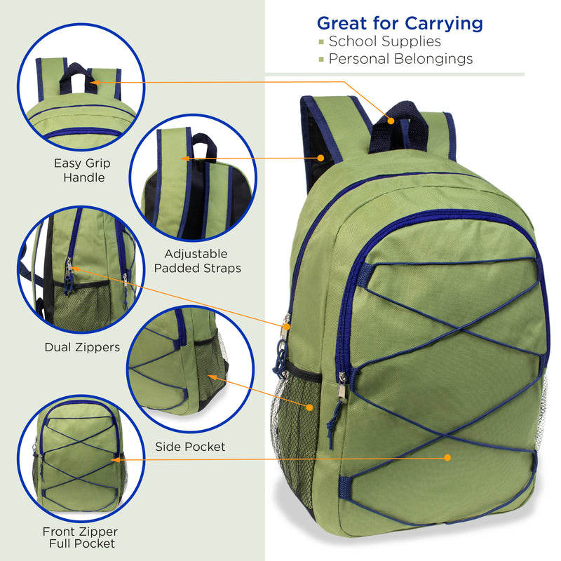 17 inch wholesale bungee school backpacks in bulk