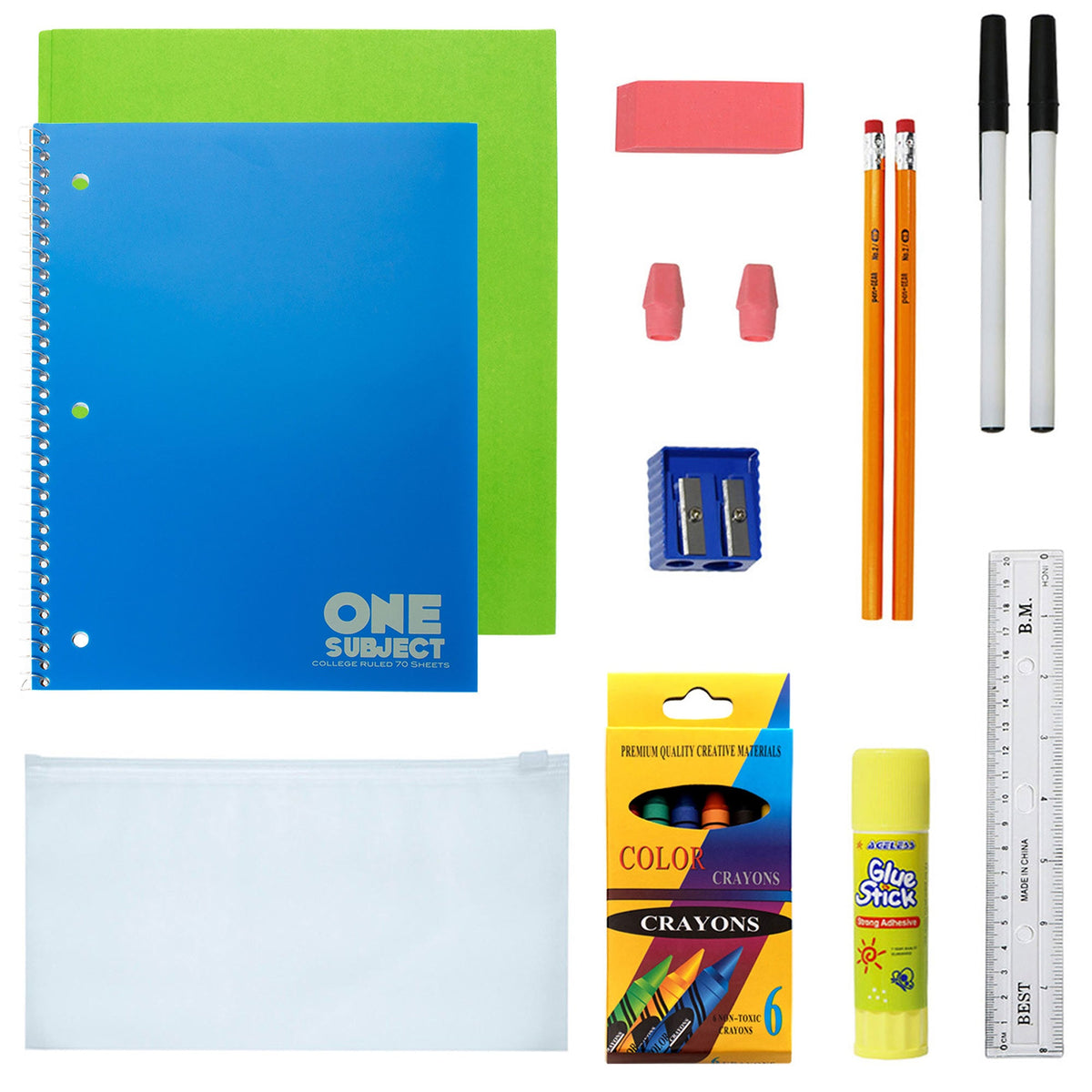 12 Wholesale 15" Backpacks for Pre-K & Elementary School Kids and 12 Bulk School Supply Kits of Your Choice