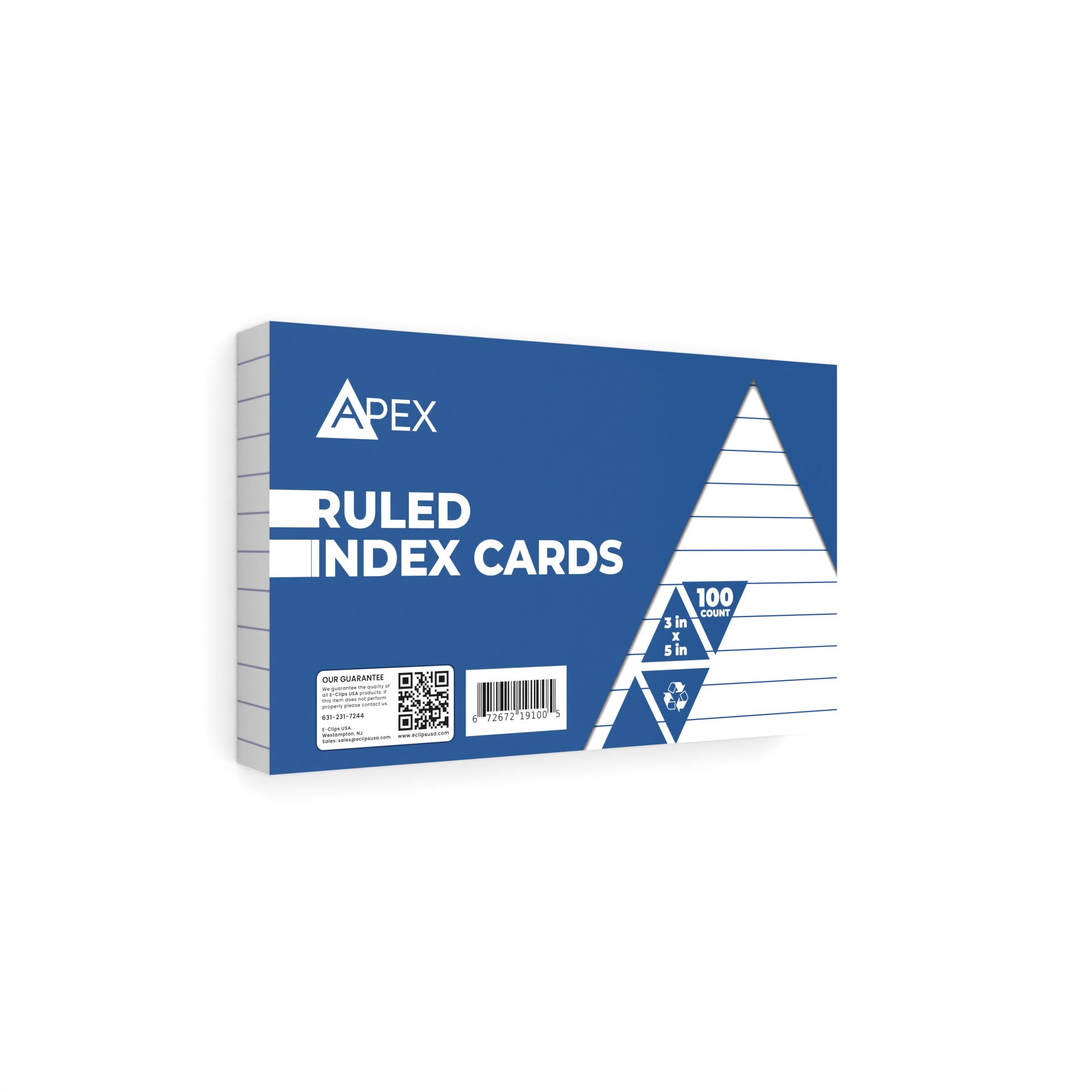 Wholesale Index Cards - 3" X 5" - White Ruled - 100 Pack - Bulk Case of 72 Packs of Index Cards