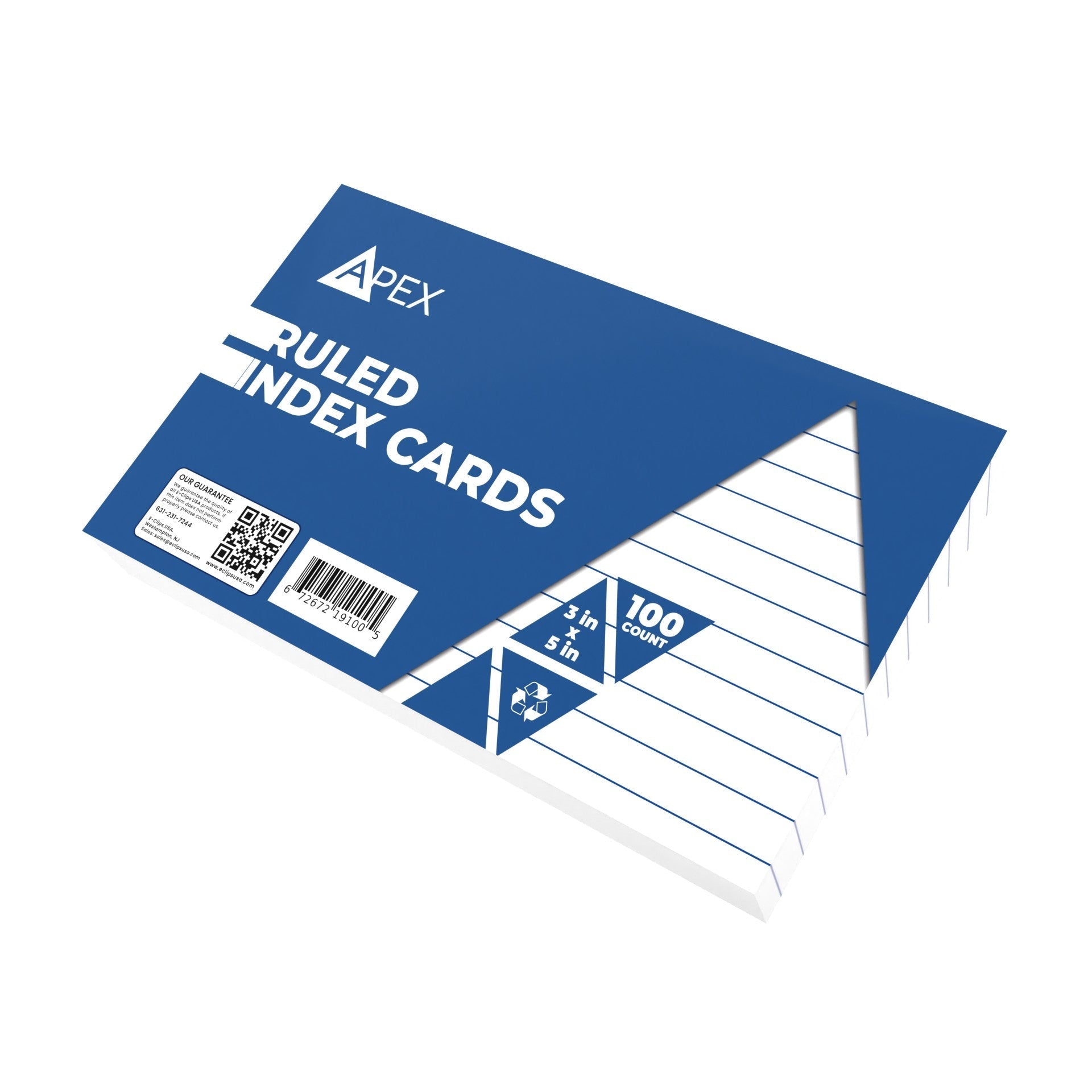 Wholesale Index Cards - 3" X 5" - White Ruled - 100 Pack - Bulk Case of 72 Packs of Index Cards