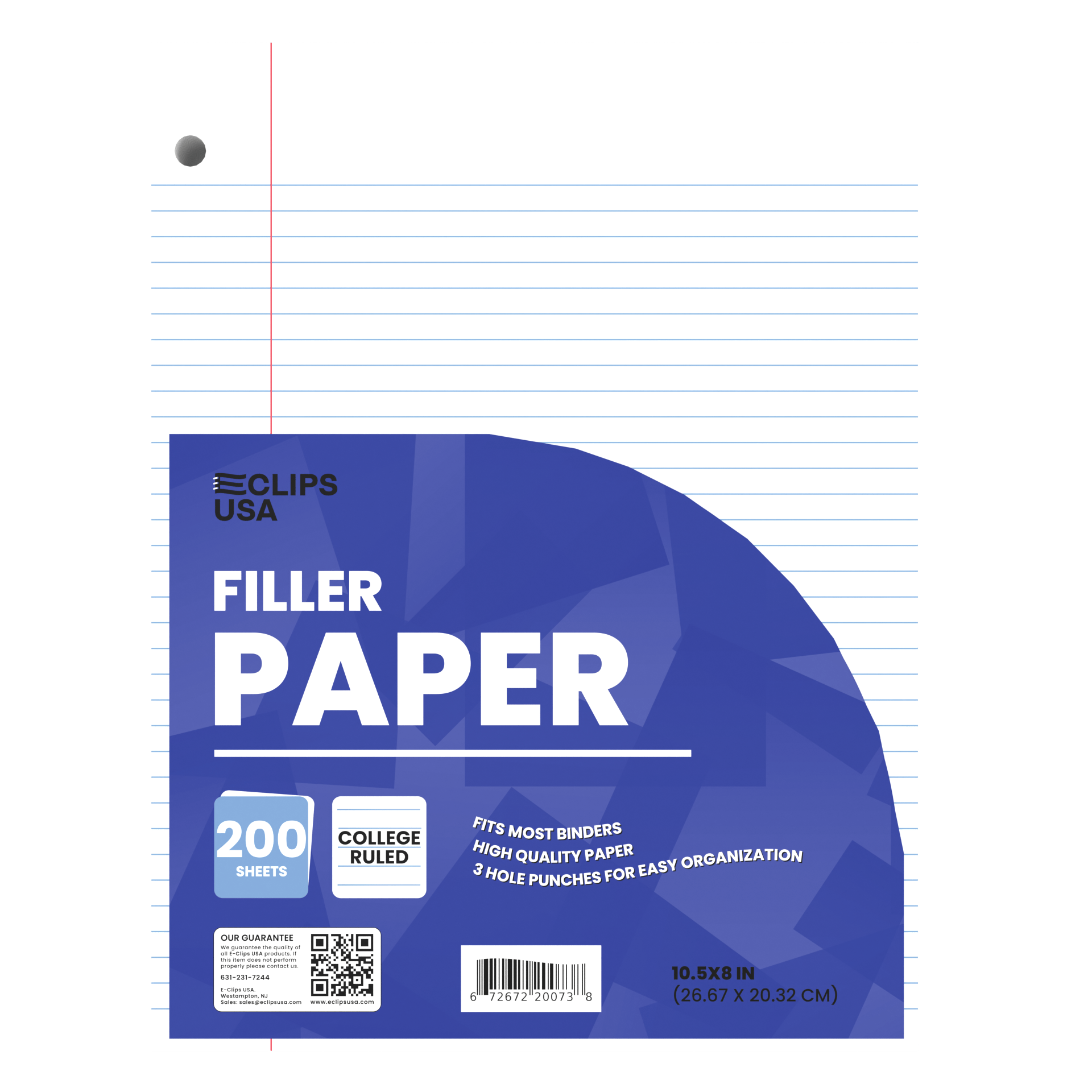 Front facing image of College-Ruled Filler Paper.