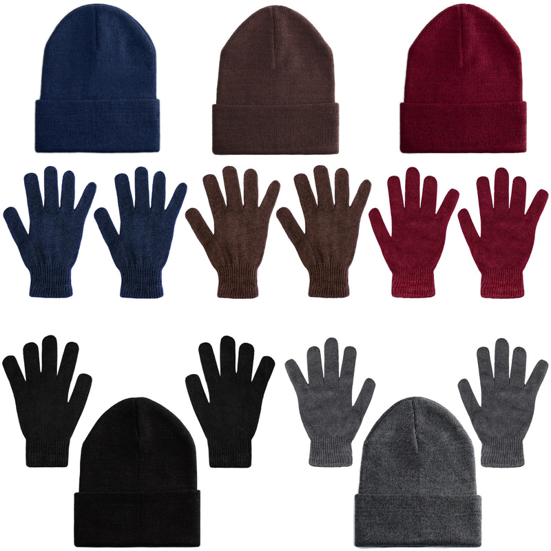 Wholesale Unisex Winter Gloves, Scarf, Beanie in 5 Assorted Colors - Bulk Case of 72 (24 Beanies, 24 Gloves, 24 Scarves)