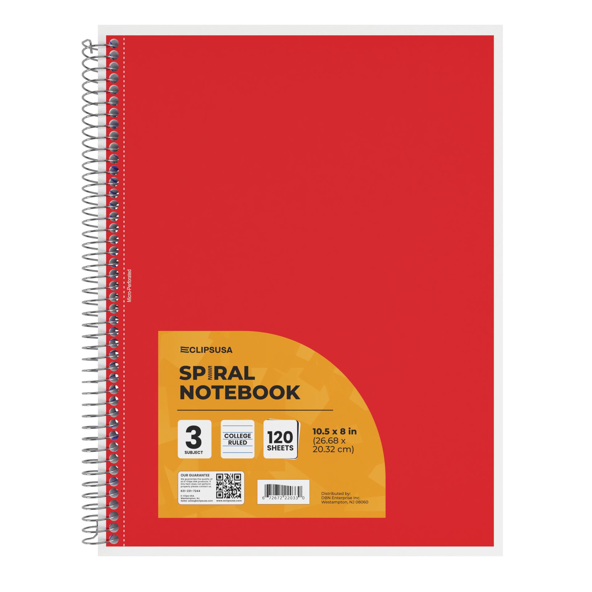 3-Subject Spiral Notebook - Assorted Colors, College-ruled, 120 Sheets