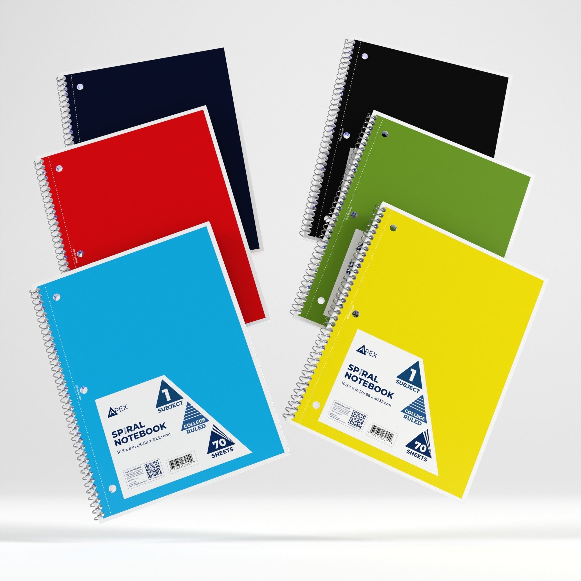 College Ruled Wholesale Spiral Notebooks - 1 Subject - 70 Sheets - Bulk Case of 48 Notebooks