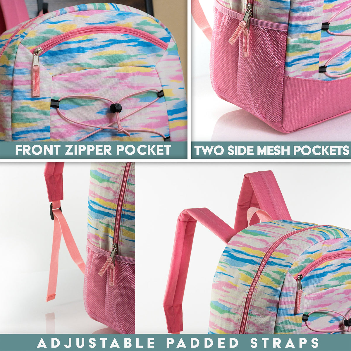 12 Large Premium Padded 19" Patterned Backpacks with a Laptop Sleeve & Your Choice of 12 Bulk Hygiene Kits - Wholesale Care Package: Homeless, Emergency, Charity