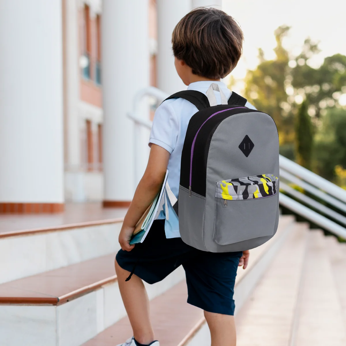 17" Padded Back Wholesale Backpacks - Diamond Patch - 3 Colors  - Bulk Case of 24