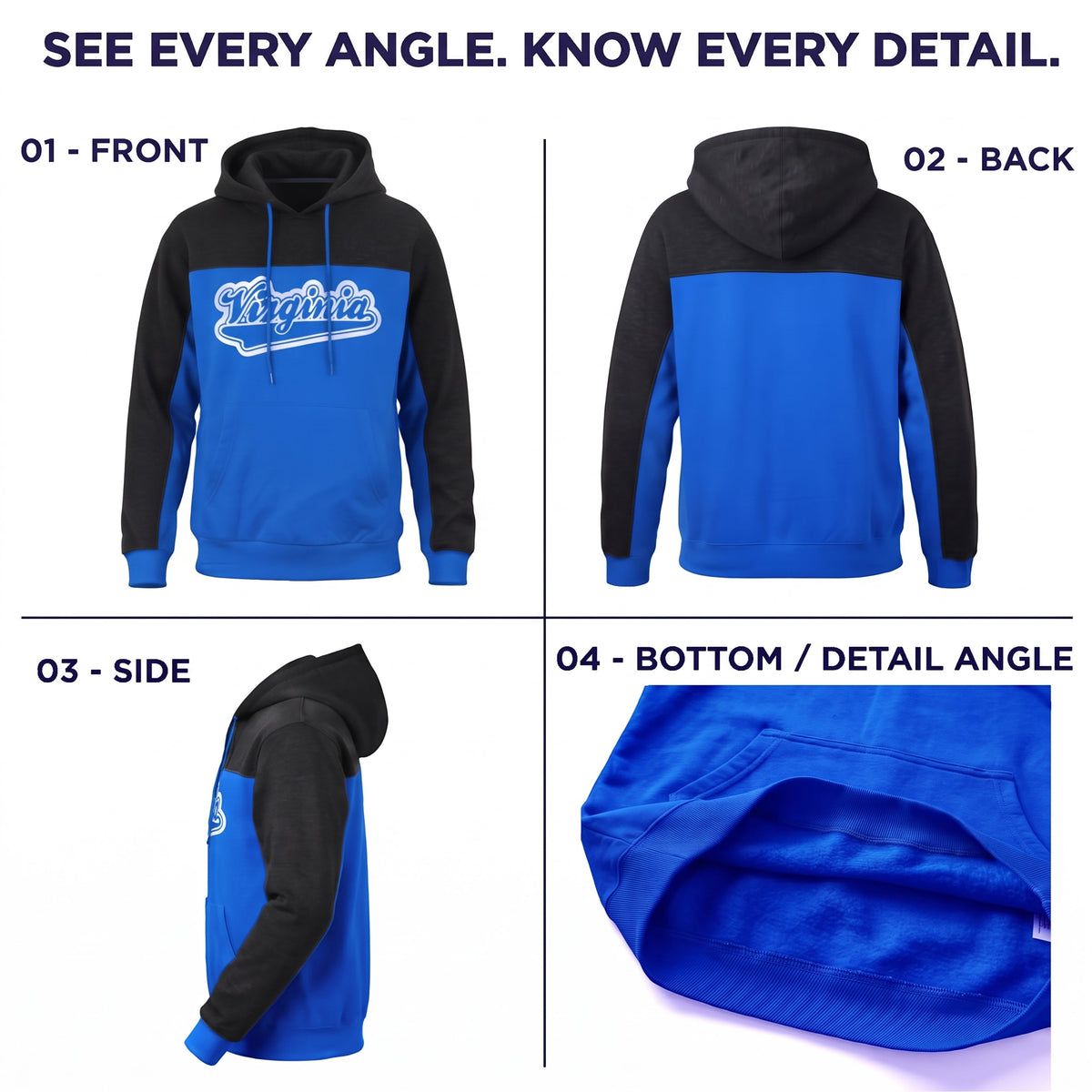 Winter Hoodie Virginia Assorted Sizes - Bulk Case of 12