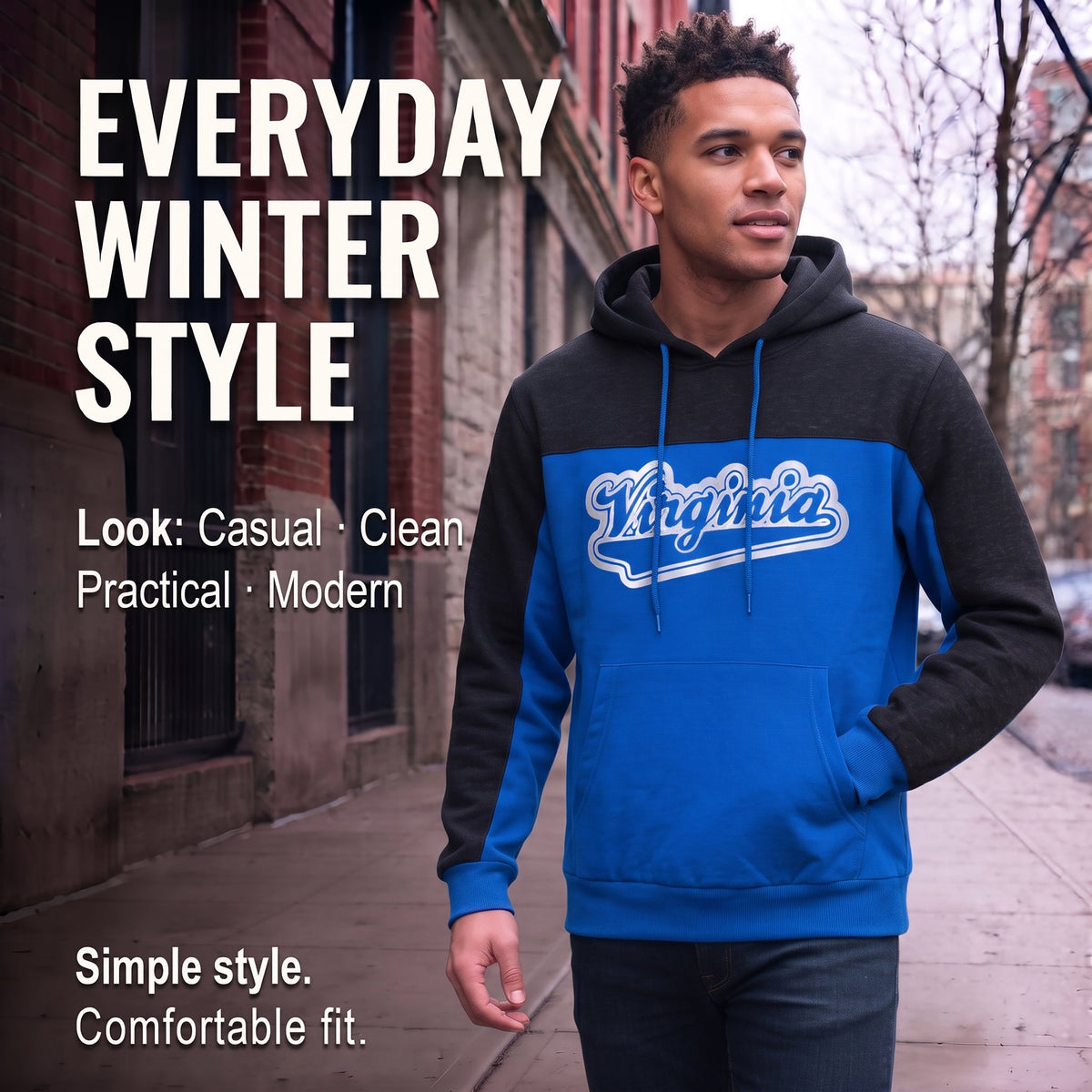 Winter Hoodie Virginia Assorted Sizes - Bulk Case of 12