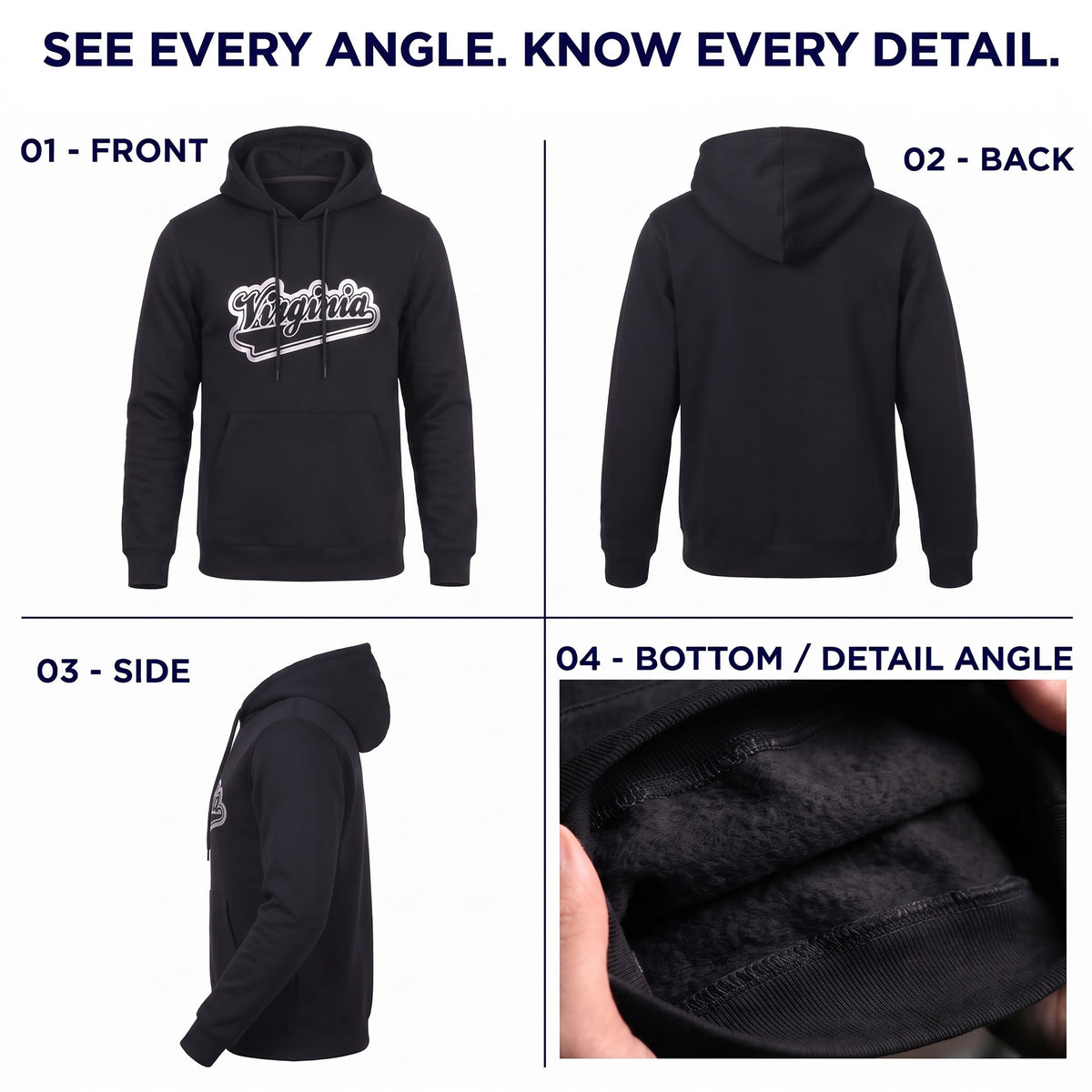 Winter Hoodie Virginia Assorted Sizes - Bulk Case of 12