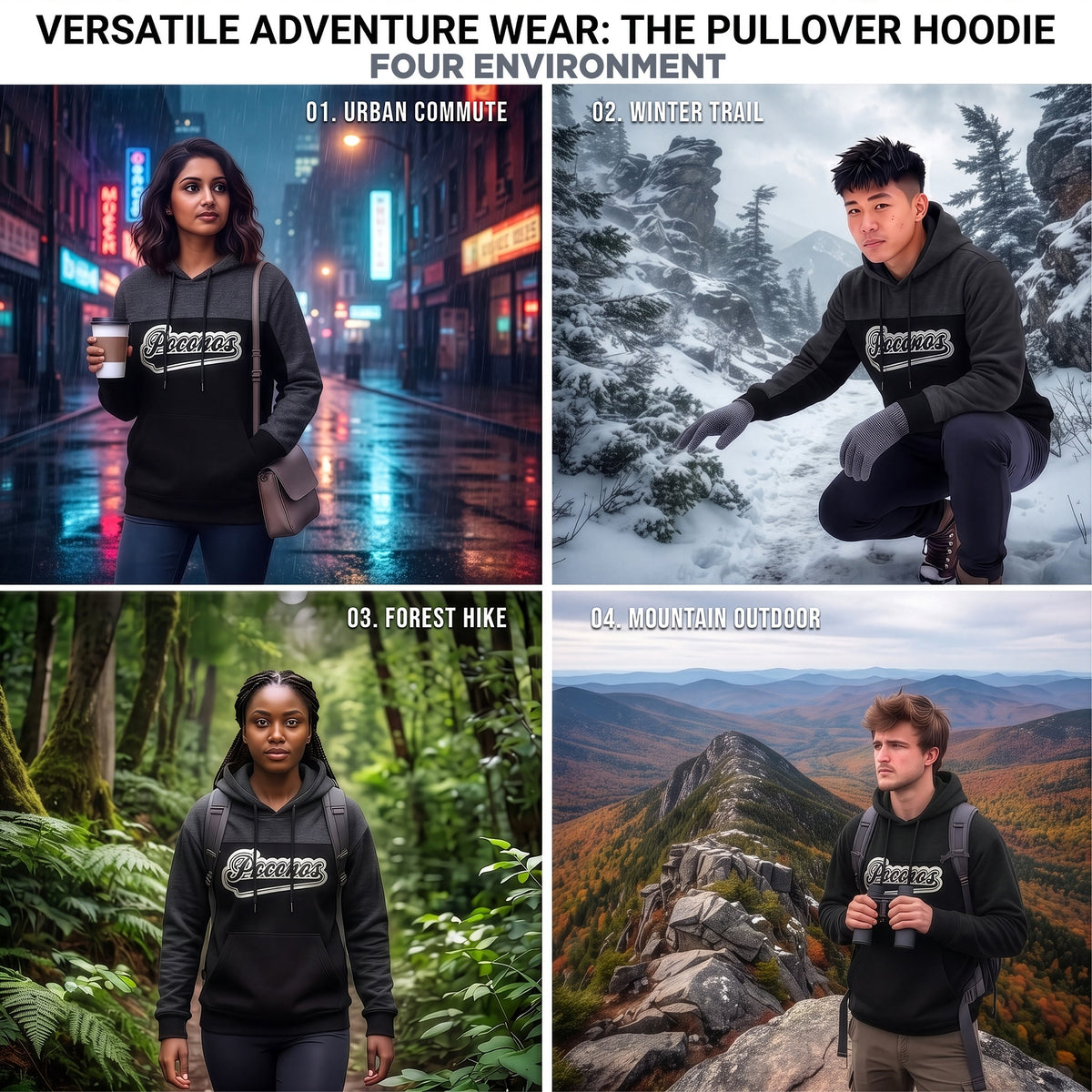 Winter Hoodie Poconos Assorted Sizes - Bulk Case of 12