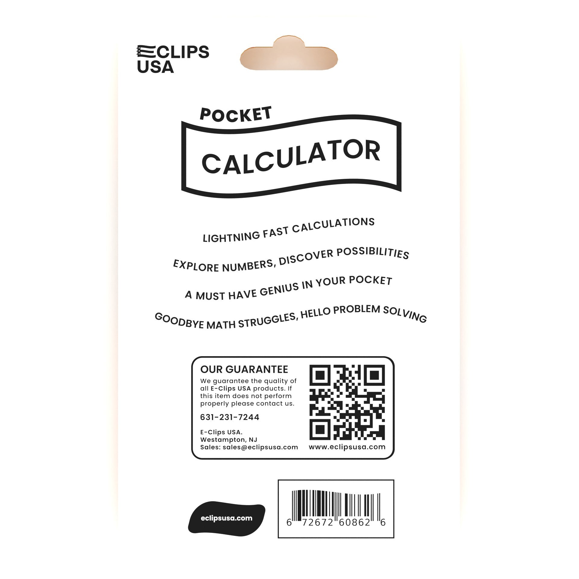 Pocket-Sized Calculator - 8 Standard Functions, Solar Powered, Handheld