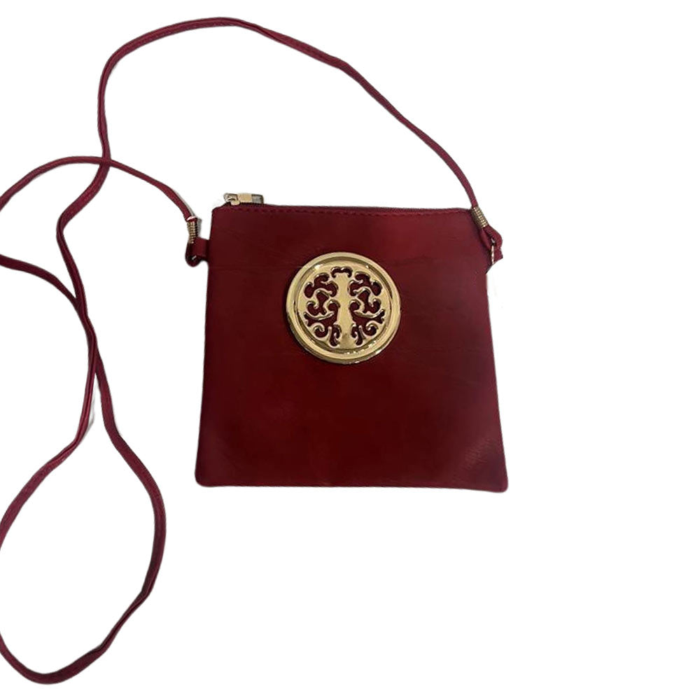 CLEARANCE WOMEN'S EMBLEM CROSSBODY BAG (CASE OF 36 - $2.00 / PIECE)  Wholesale Crossbody with Tree Logo Emblem SKU: 7303-DK-36