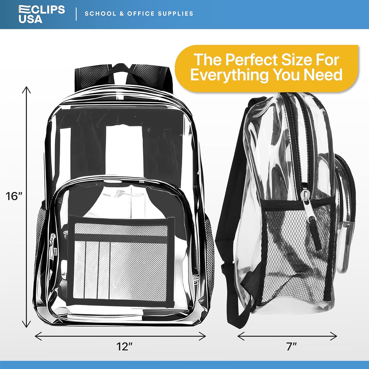 Clear Backpacks 17 Inch – Transparent Bookbags for School, Security, Events – Durable PVC with Reinforced Straps – 24 Pack