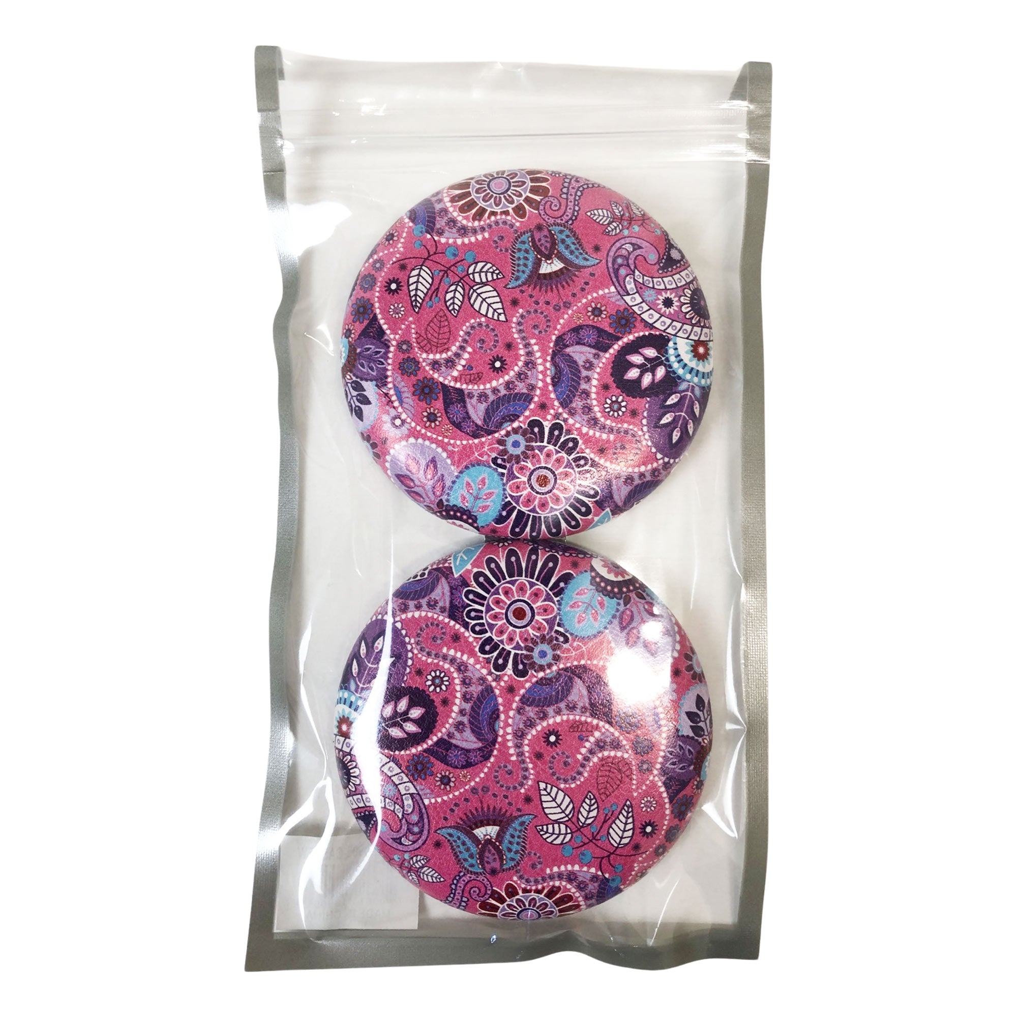 CLEARANCE COSMETIC MIRRORS PAISLY PRINTS (CASE OF 48 - $1.50 / PIECE)  Wholesale Round Cosmetic Mirrors in Assorted Prints SKU: 906-CASHEW-48