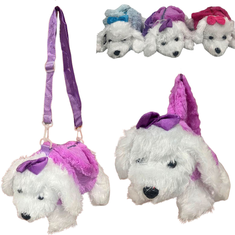 CLEARANCE KIDS PLUSH DOG BAG (CASE OF 36 - $2.25 / PIECE)  Wholesale Plush Dog Crossbody Bag in Assorted Colors SKU: 9075-2-PLUSH-36