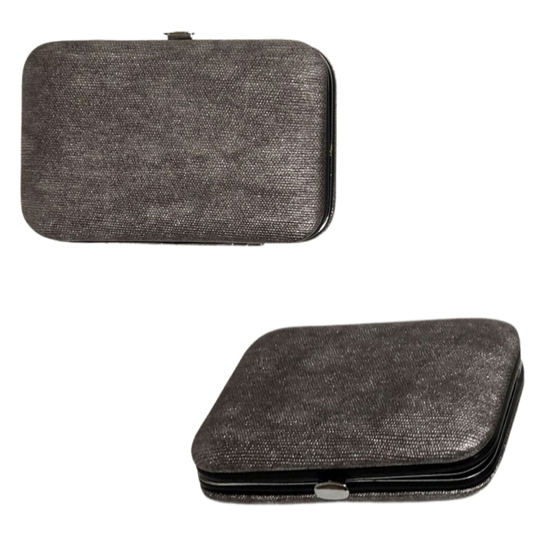 CLEARANCE MANICURE SET IN GREY CASE (CASE OF 24 - $2.50 / PIECE)  Wholesale 9 Piece Stainless Steel Manicure Set in Grey SKU: 9699-9019-SMT-GREY-24