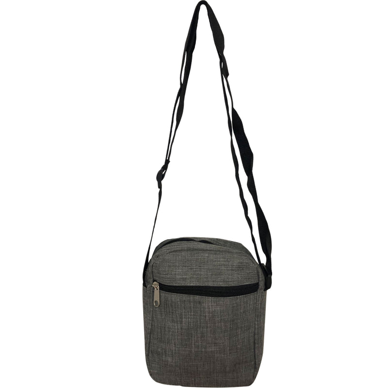 CLEARANCE UNISEX GRAY SHOULDER BAG (CASE OF 48  - $1.75 / PIECE)  Gray with Black Mesh Back Pocket SKU: 9713-48