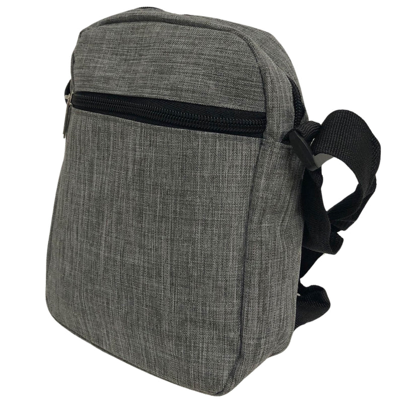 CLEARANCE UNISEX GRAY SHOULDER BAG (CASE OF 48  - $1.75 / PIECE)  Gray with Black Mesh Back Pocket SKU: 9713-48