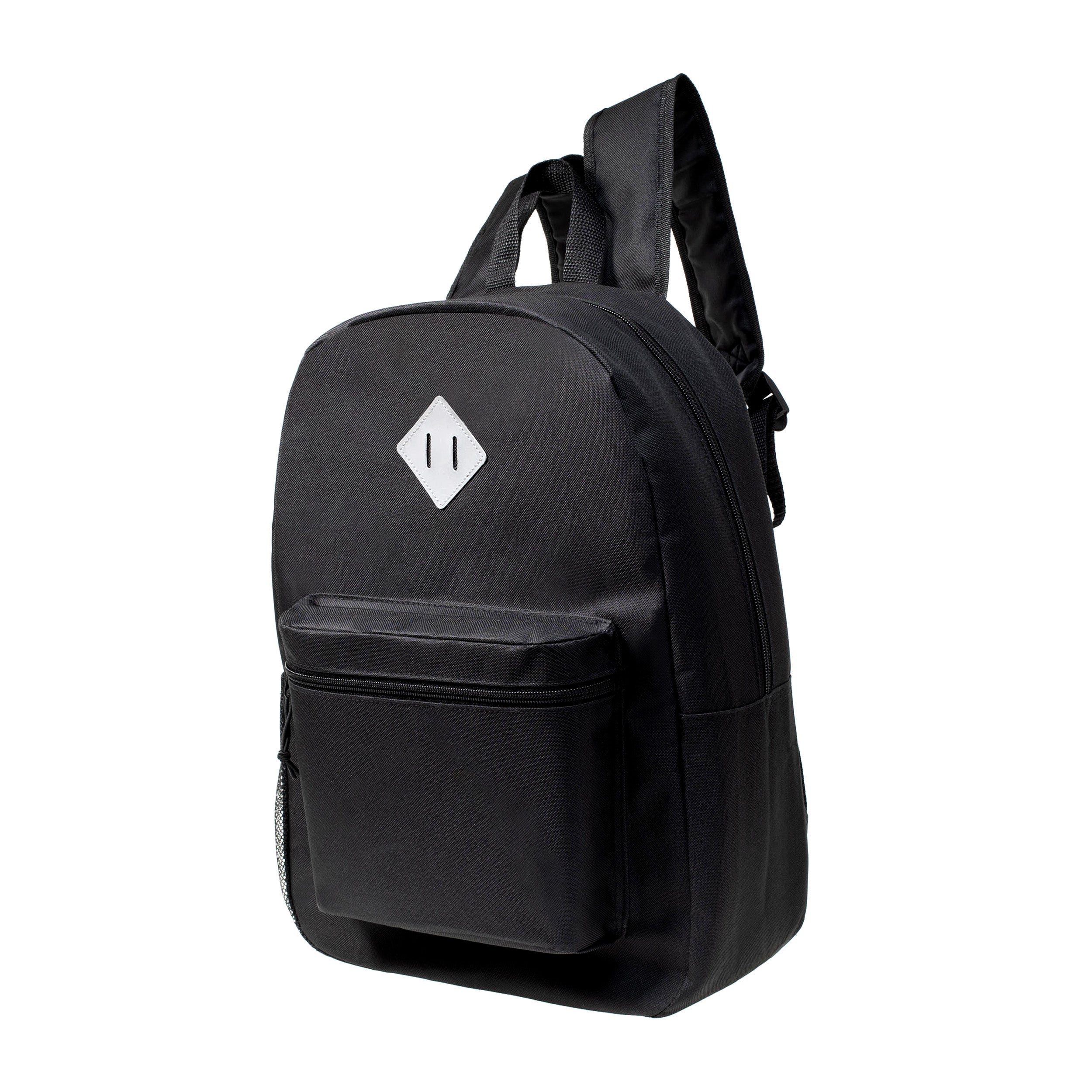 17" Wholesale Backpack in Black with Designer Inspired Patch - Bulk Case of 24